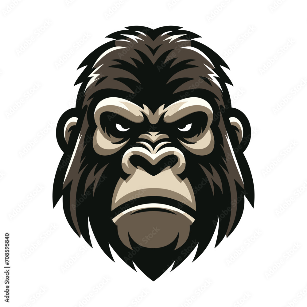 gorilla ape monkey head mascot design logo vector illustration isolated on white background
