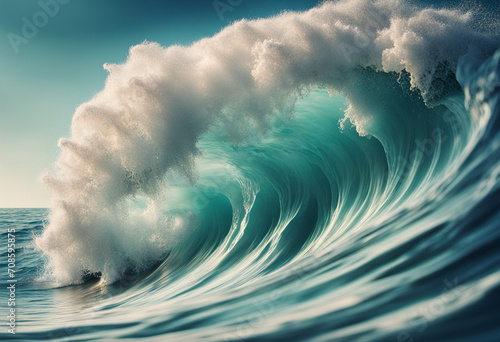 waves of the ocean. Surf waves, brave sea. giant waves. Turquoise color waves. 