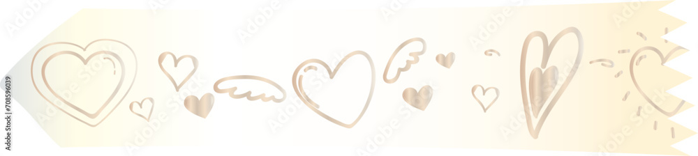 Heart washi tape on transparent background. Heart washi tape on transparent background.