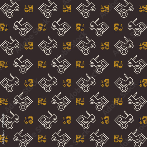 Tractor trendy pattern repeating vector beautiful illustration background