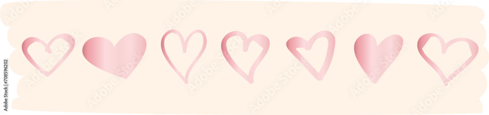 Heart washi tape on transparent background. Heart washi tape on transparent background.