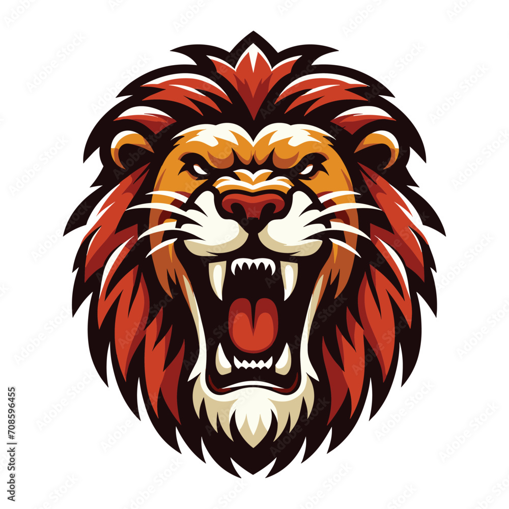 Lion Head Roaring Logo mascot vector illustration, emblem design isolated on white background Lion Head Roaring Logo mascot vector illustration, emblem design isolated on white background