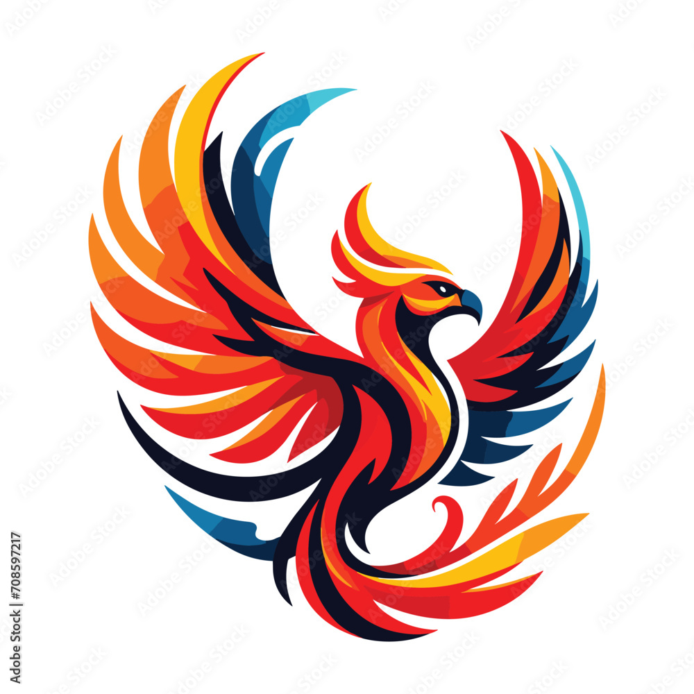 Flying Phoenix Fire Bird abstract Logo design vector illustration. Dove Eagle Logotype concept icon isolated on white background Flying Phoenix Fire Bird abstract Logo design vector illustration. Dove Eagle Logotype concept icon isolated on white background