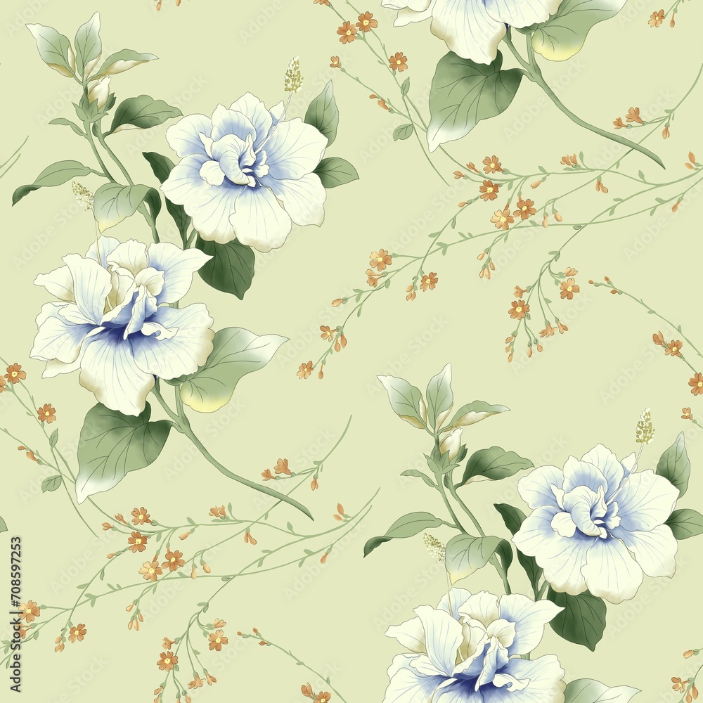 watercolor flowers repetition print