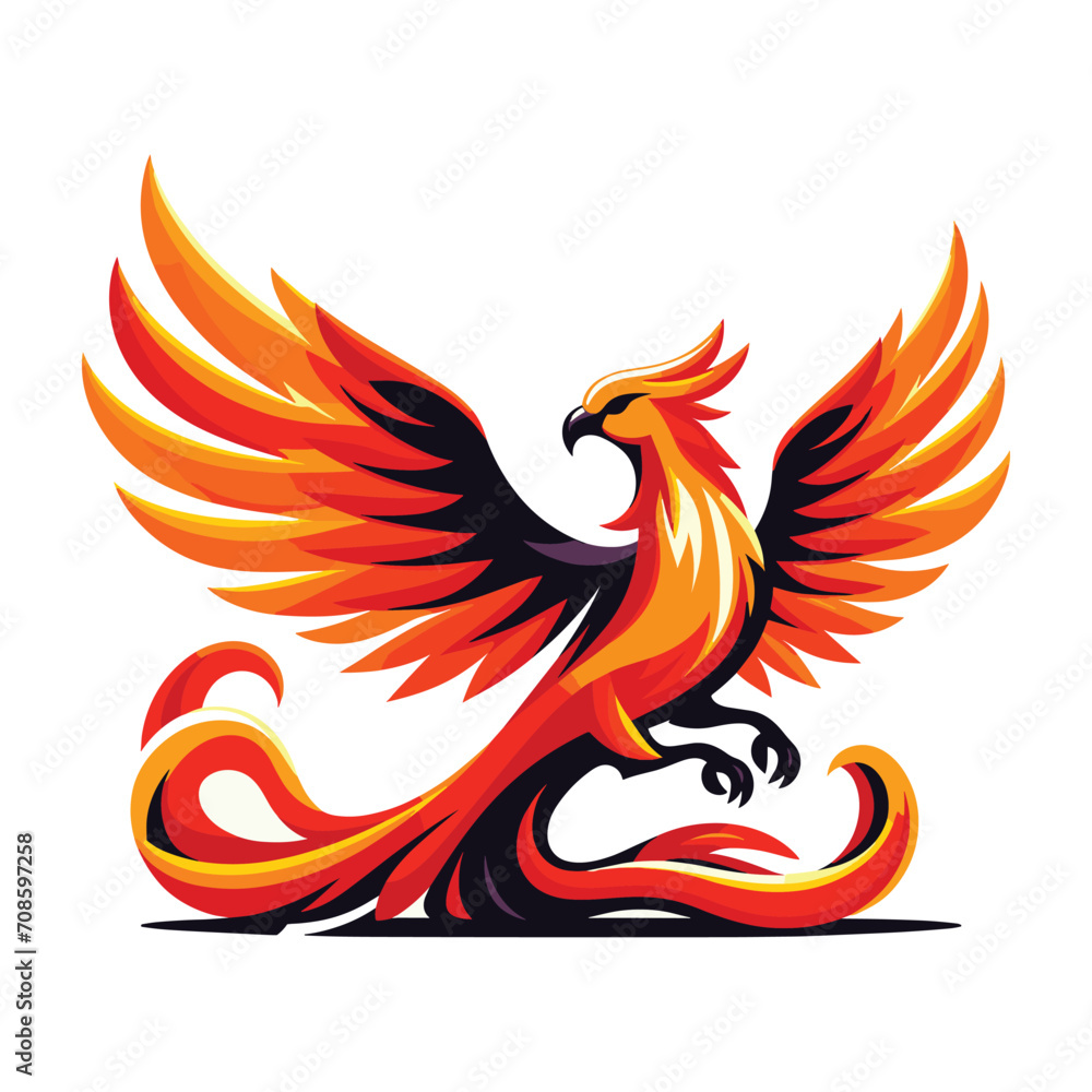 Flying Phoenix Fire Bird abstract Logo design vector illustration. Dove Eagle Logotype concept icon isolated on white background Flying Phoenix Fire Bird abstract Logo design vector illustration. Dove Eagle Logotype concept icon isolated on white background
