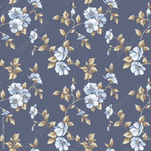 watercolor flowers repetition print