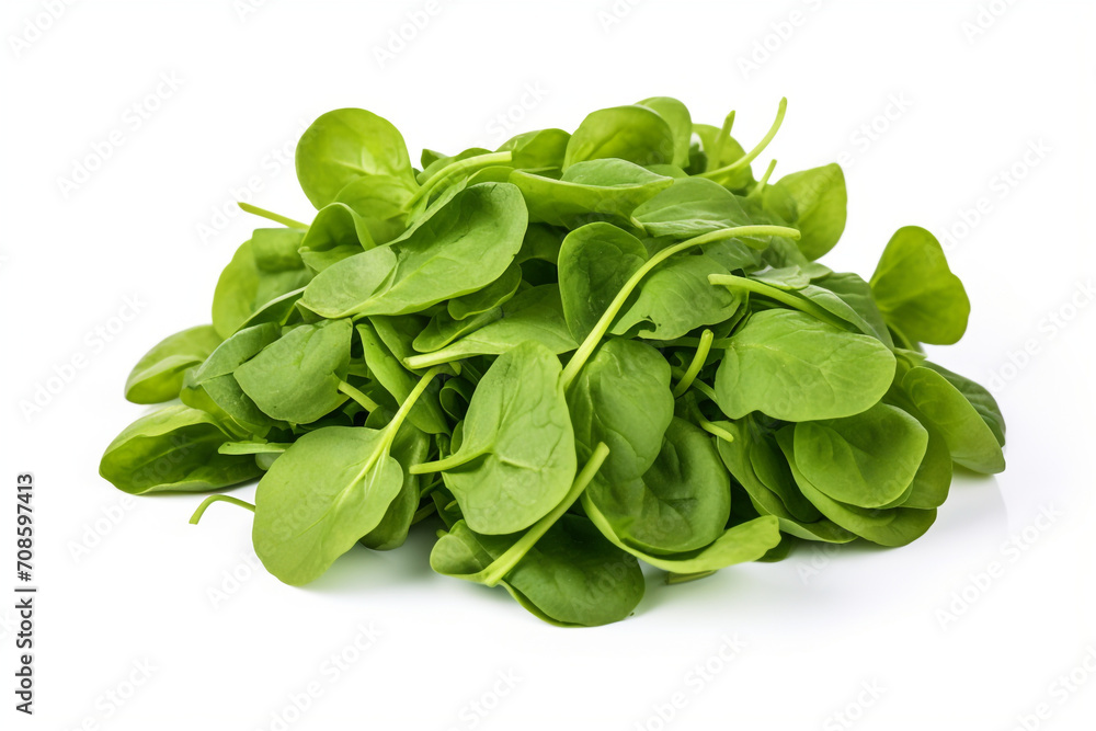 Mache (Lamb's Lettuce) isolated on white background created with Generative Ai Mache (Lamb's Lettuce) isolated on white background created with Generative Ai