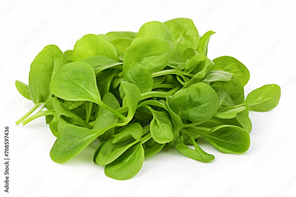 Mache (Lamb's Lettuce) isolated on white background created with Generative Ai Mache (Lamb's Lettuce) isolated on white background created with Generative Ai
