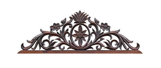 element wood carving with style Thai pattern art isolated