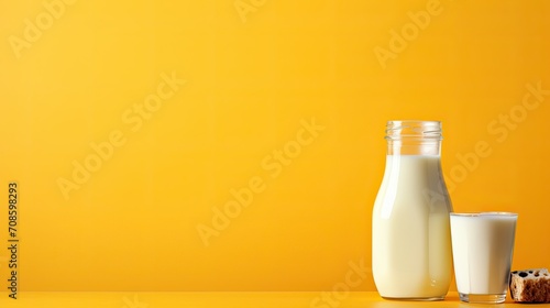 Banner the bottle of milk and bowl of cereal