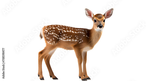 A gentle fawn gazes into the distance, its curious eyes reflecting the wild beauty of its terrestrial home
