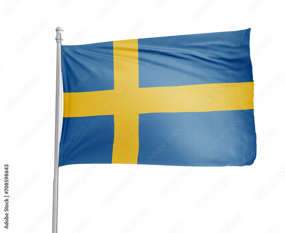 Sweden national flag on white background. Sweden national flag on white background.