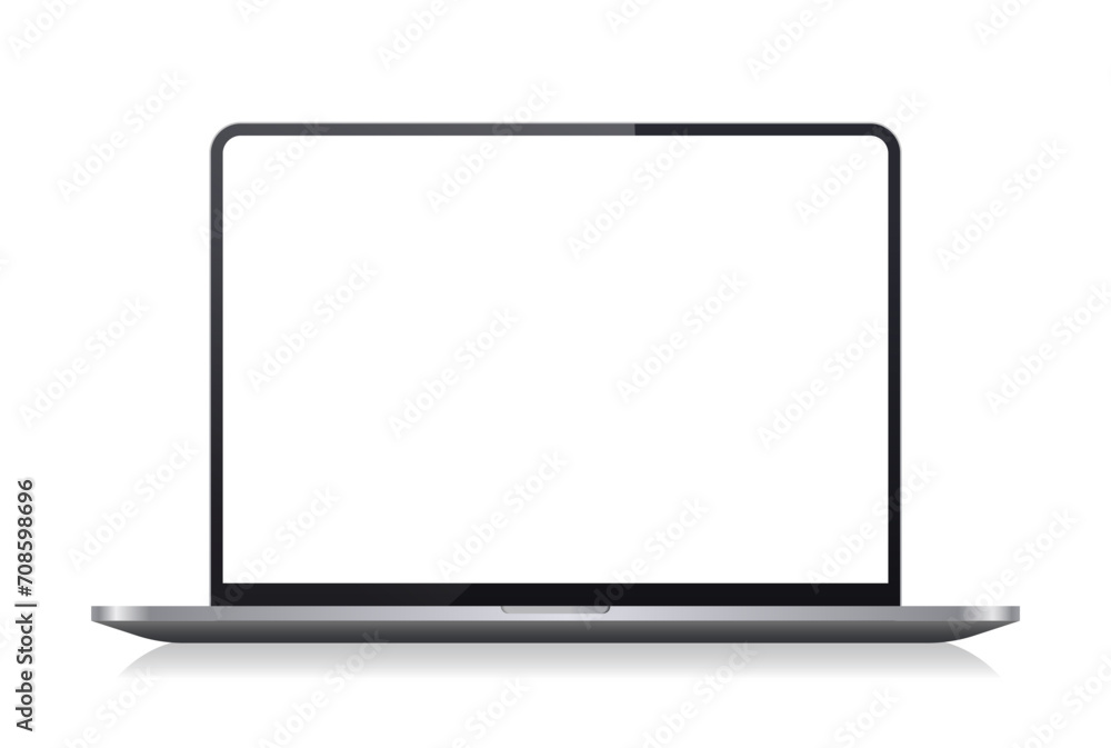 Realistic laptop mockup front view on isolated background. Modern notebook with blank screen isolated. Vector illustration eps10 Realistic laptop mockup front view on isolated background. Modern notebook with blank screen isolated. Vector illustration eps10