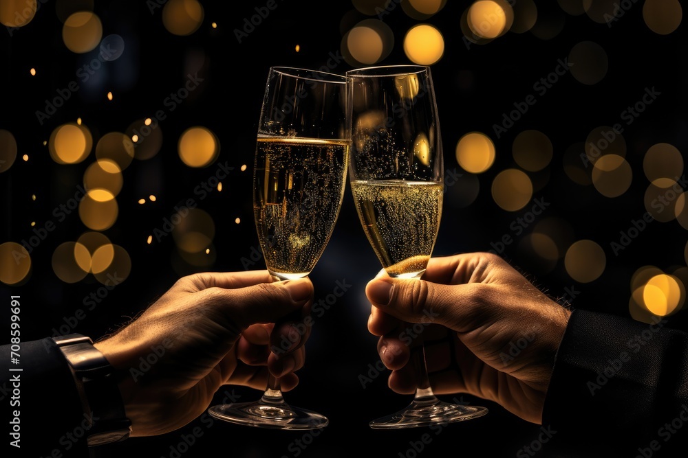 holding champagne glasses