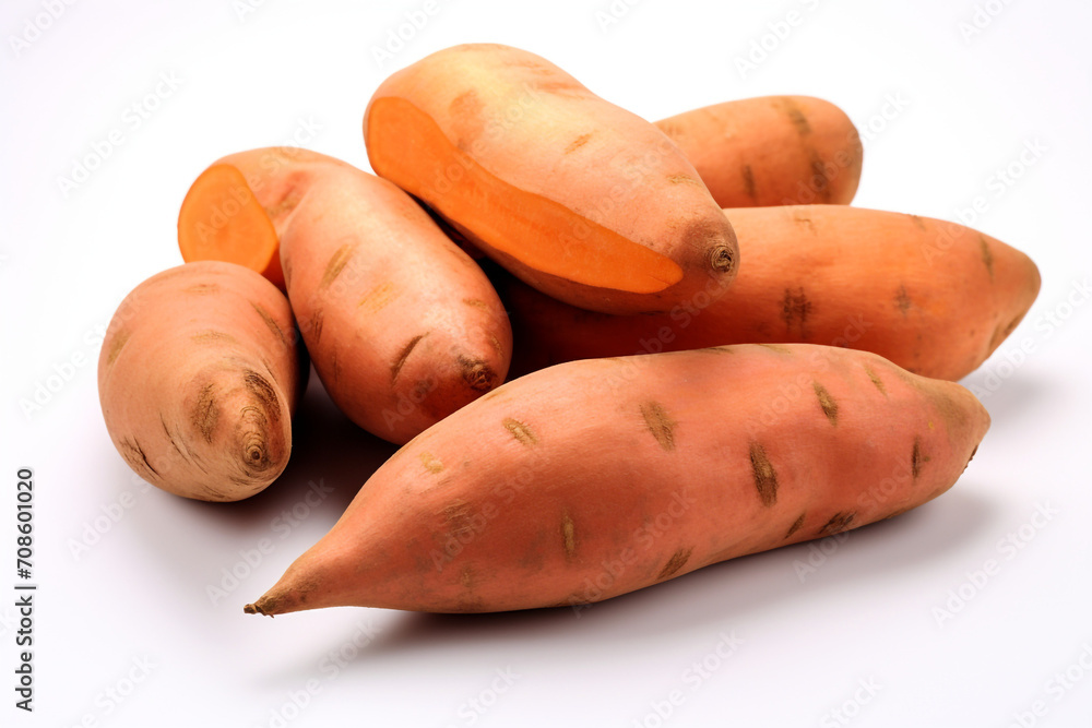 Sweet Potato isolated on white background created with Generative Ai Sweet Potato isolated on white background created with Generative Ai