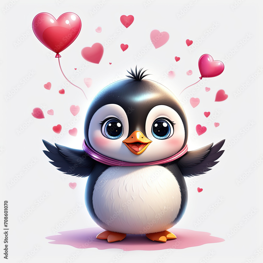 Valentine theme penguin cute and lovely
