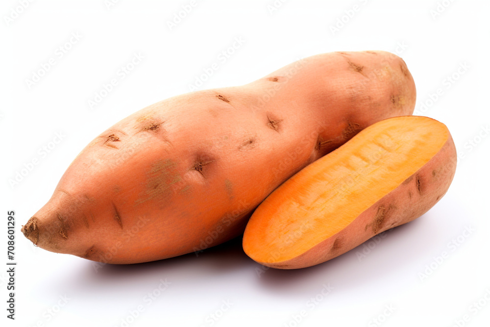 Sweet Potato isolated on white background created with Generative Ai Sweet Potato isolated on white background created with Generative Ai
