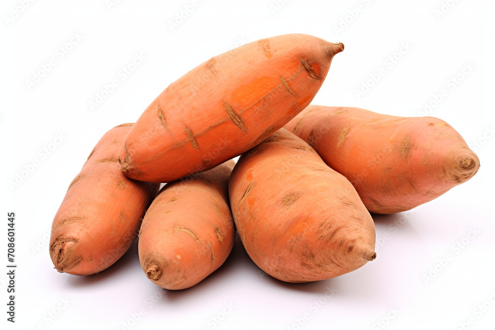 Sweet Potato isolated on white background created with Generative Ai