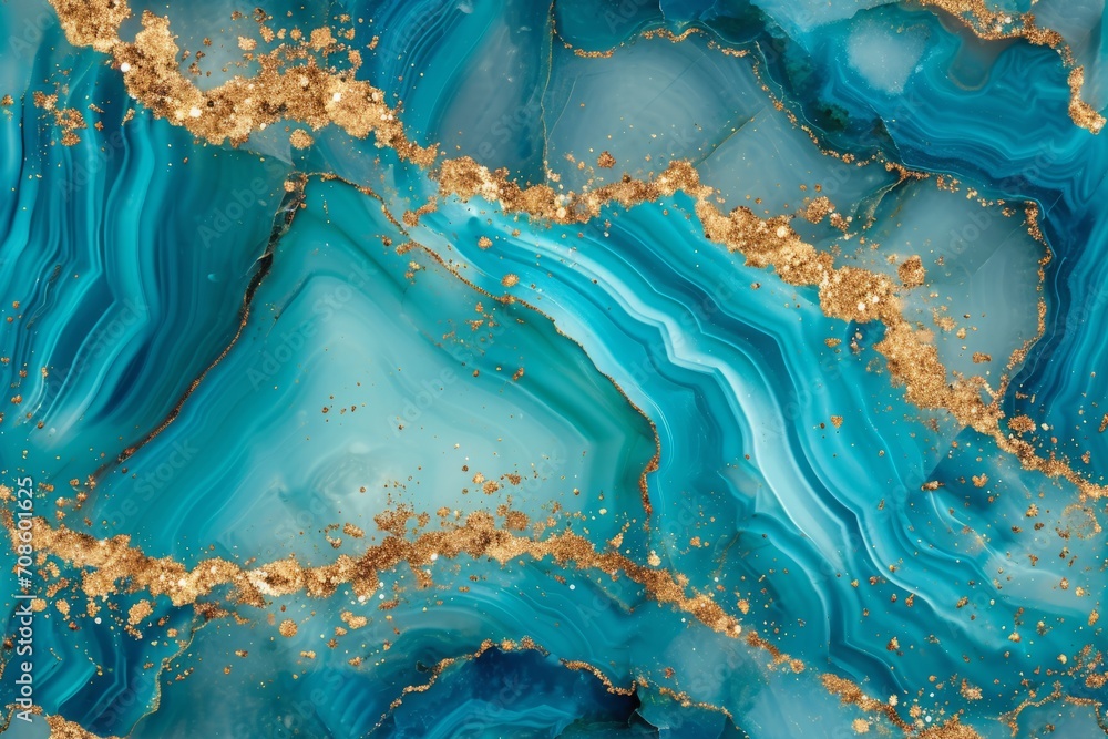 Blue and gold marble background.