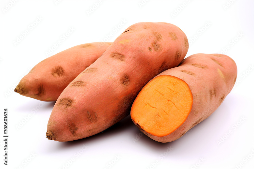 Sweet Potato isolated on white background created with Generative Ai Sweet Potato isolated on white background created with Generative Ai