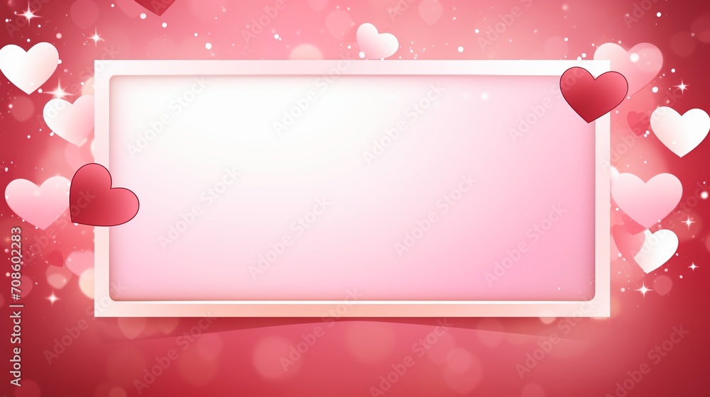Valentine's day background with red hearts and frame.