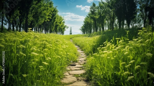 A path through a field of growth and achievement