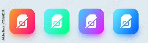 No sim solid icon in square gradient colors. Lost connection signs vector illustration.