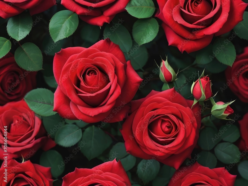3D red rose background, Valentine's Day festival 3D red rose background, Valentine's Day festival