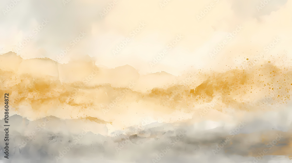 Soft watercolor wash in serene golds and silvers, perfect for peaceful background use, wallpaper or background resource