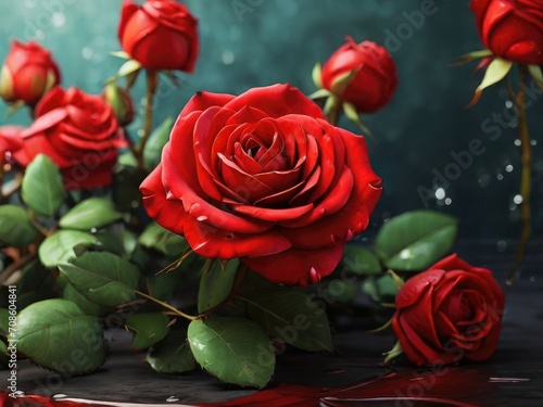 3D red rose background  Valentine s Day festival