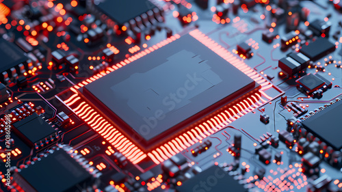 A high powered computer processing chip, advanced technology in computers, plain color background