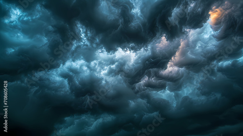 Dark storm clouds with a dark sky background or wallpaper photo