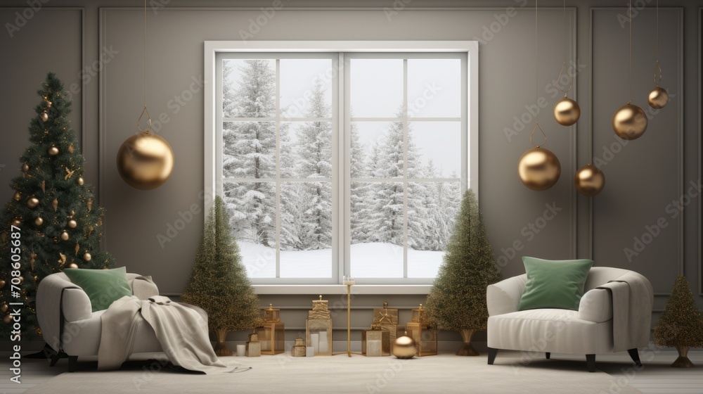 Elegance of the holidays in this festive scene with room for your designs