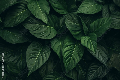 Wallpaper Mural Dark Green Leaves Close-Up, Vibrant Image on Black Background, Nature Wallpaper Concept Torontodigital.ca