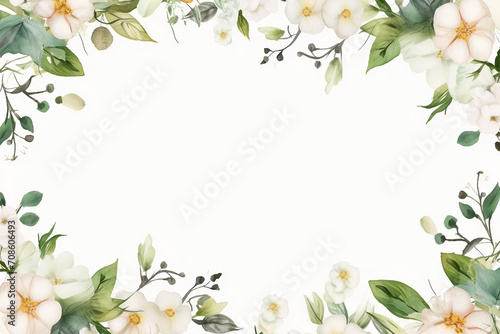 Greenery and jasmine flower for wedding invitation, greeting cards, decoration, stationery design. Hand drawn green herbs