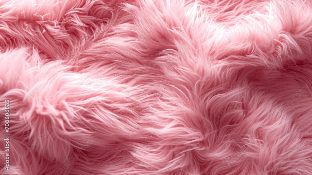 Close Up of Pink Fur Texture, Soft and Luxurious Material for Crafts, Fashion, and Accessories