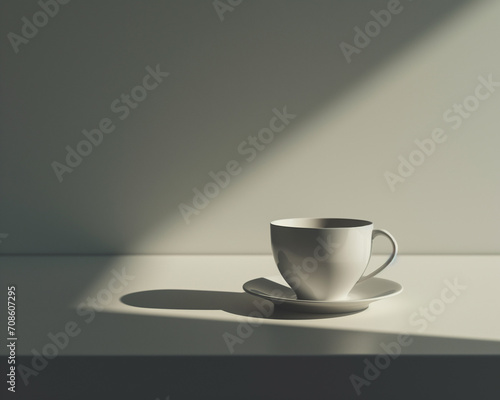 isolated cup of coffee in warm morning light
