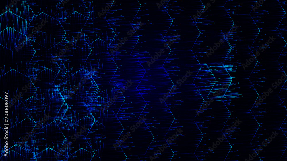 abstract futuristic hexagons on a dark blue background for network connection, computer, and communication technology. vector illustration