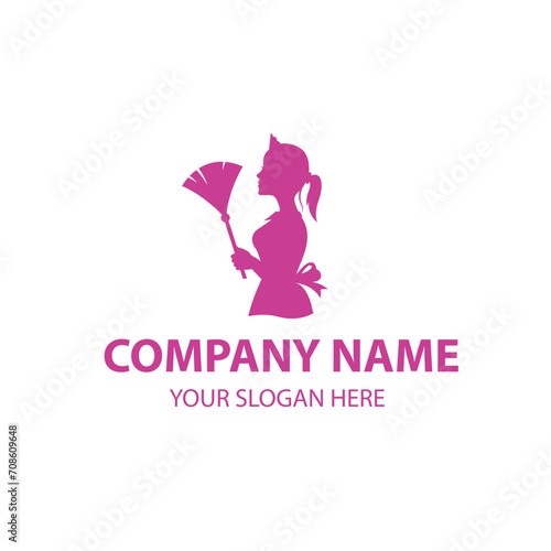 house maid lady for cleaning service design with whisk in hand isolated on white background