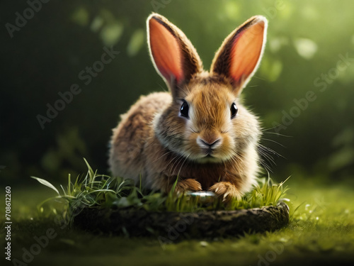 A cute rabbit in the grass © Goutam