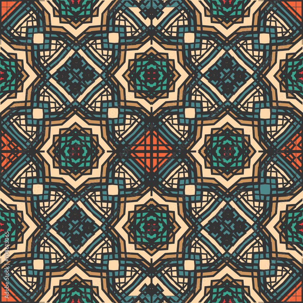 Seamless pattern with a complex contour composition. Vector illustration