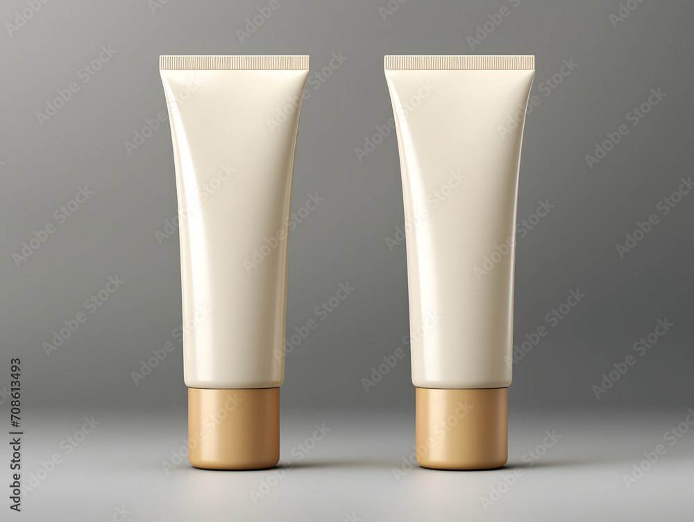 3D Front & Back Blank Cosmetic Cream Tube Packaging Mock-Up 3D Front & Back Blank Cosmetic Cream Tube Packaging Mock-Up