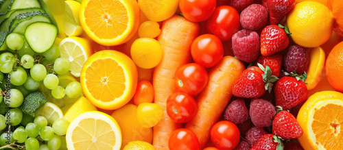 Assortment of Colorful Fresh Fruits and Vegetables for Healthy Diet