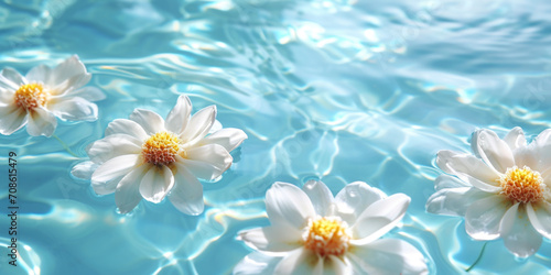 Tranquil White Daisies Floating on Gentle Blue Waters