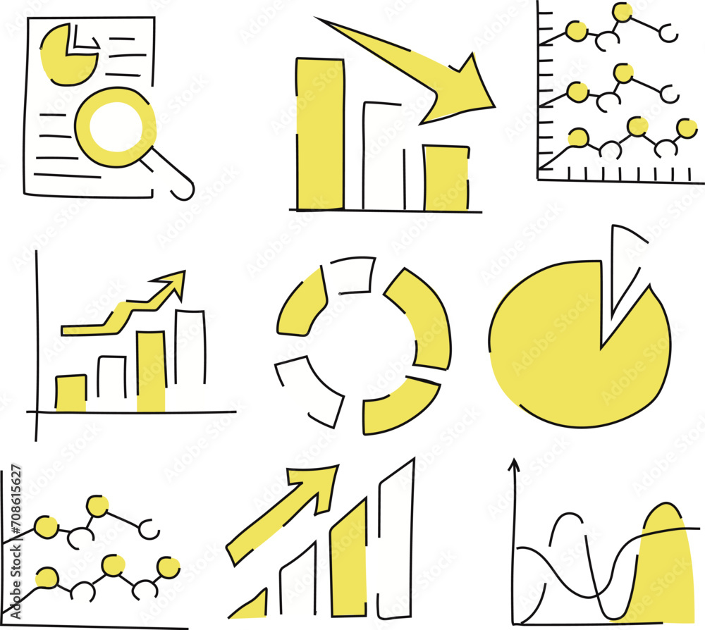 Fototapeta premium graph icon set chart graphic icons with yellow color