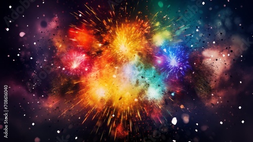 Colorful fireworks in the dark sky