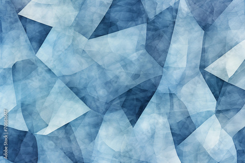Abstract blue bright grunge background, triangular geometric style