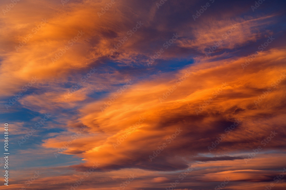 The red cloudscape at sunset - background.