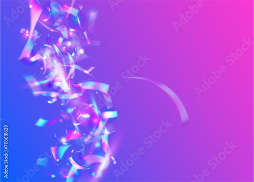 Carnival Effect. Color Glitter. Abstract Paper. 3d Background. Purple Retro Confetti. Glare Template. Foil Iridescent Serpentine. Surprise Tinsel. Pink Carnival Effect