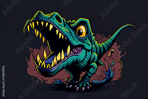 illustration angry dino style vector